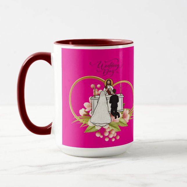 Caneca Corações entrelaçados rosa quente (Esquerda)
