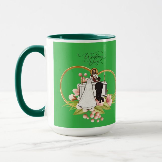 Caneca Corações entrelaçados verde kelly (Esquerda)