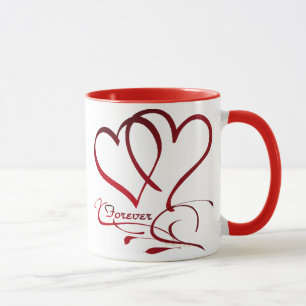 Caneca Corações Eternos Vermelhos sobre Branco