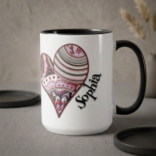 Caneca Corações Mandalas Vintage
