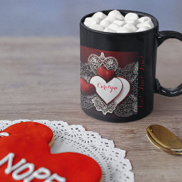 Caneca Corações Modernos com Lace e Amor