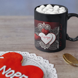 Caneca Corações Modernos com Lace e Amor