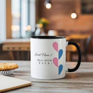 Caneca Corações Partidos Rosa e Azul Personalizados para 