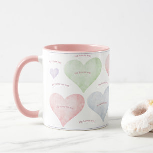 Caneca Corações Que Ele Me Ama, Ele Me Ama Não A Tipograf