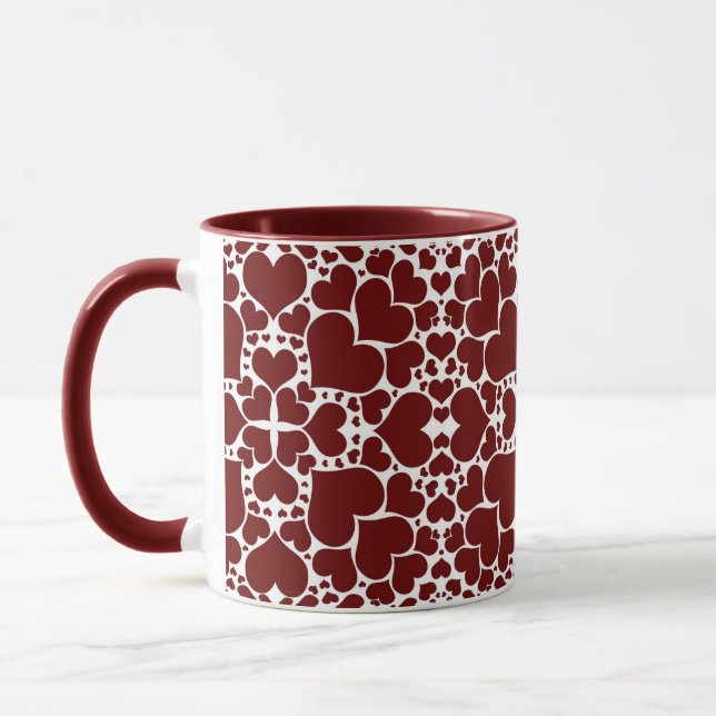 Caneca Corações Reproduzíveis - Branco e Vermelho (Esquerda)