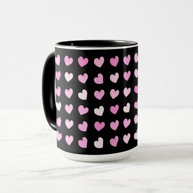 Caneca Corações Rosa Padrões Coffee Mug (Frente Esquerda)