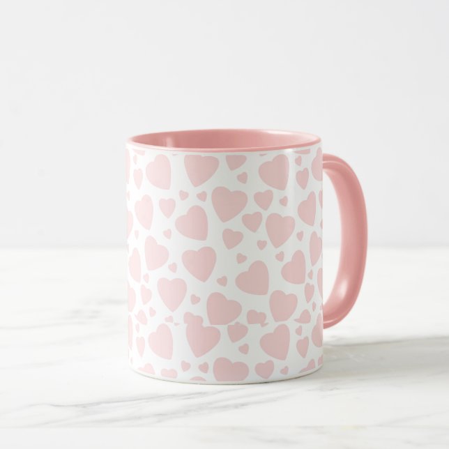 Caneca Corações Rosa Pálidos (Frente Esquerda)