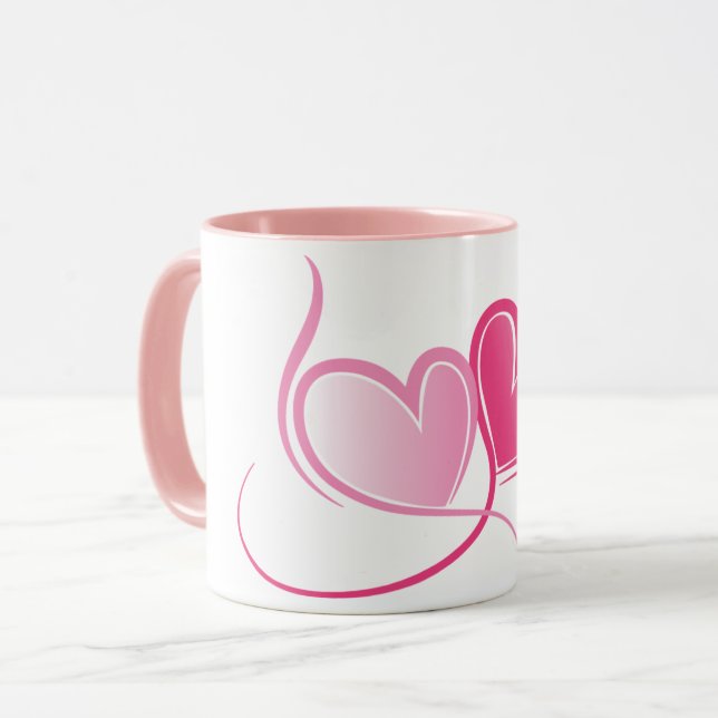 Caneca Corações Rosas (Frente Esquerda)