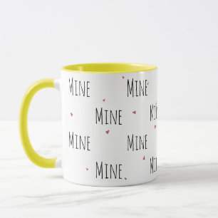 Caneca Corações Simples e Bonitos + texto "Mino"   Amor