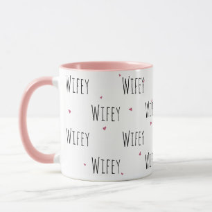 Caneca Corações Simples E Bonitos + Texto "Wifey"   Amor
