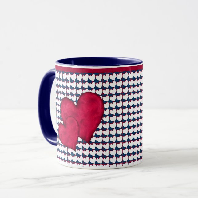 Caneca Corações Vermelho e Branco (Frente Esquerda)