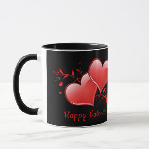 Caneca Corações vermelho namorados romântico arte pret