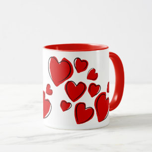 Caneca Corações Vermelhos