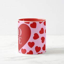 Caneca corações vermelhos com amor fino