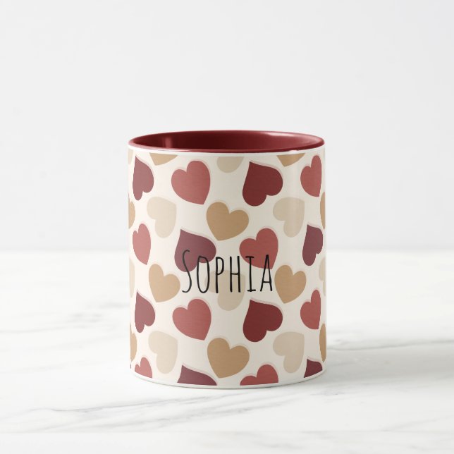 Caneca Corações Vermelhos Creme Dourado (Centro)
