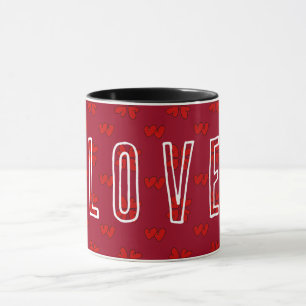 Caneca Corações Vermelhos do namorados sobre o Amor Verme