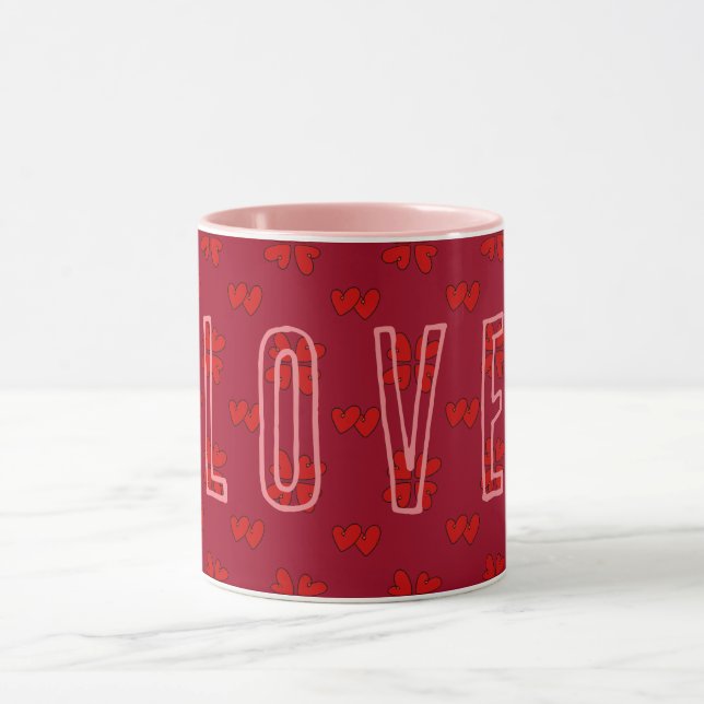 Caneca Corações Vermelhos do namorados sobre o Amor Verme (Centro)
