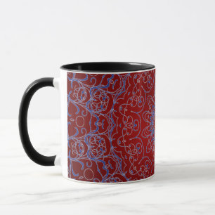 Caneca Corações Vermelhos e Lace Azul