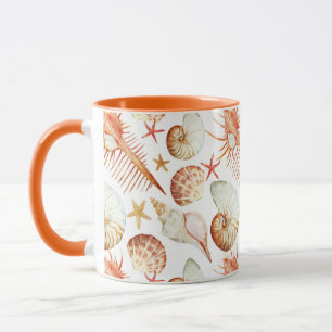 Caneca Coral Com Conchas E Caranguejos