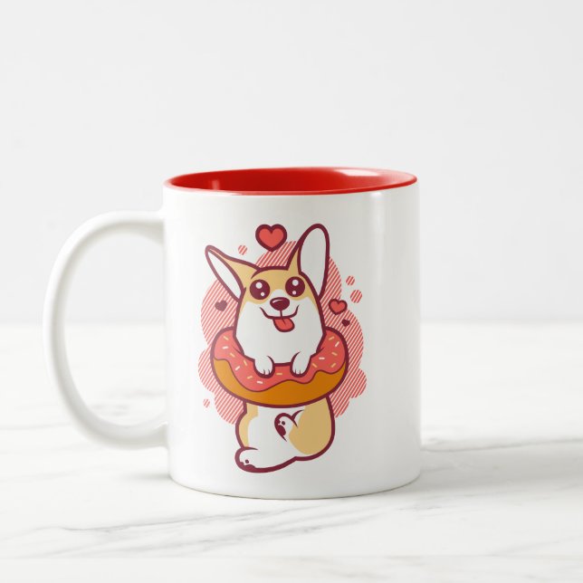 Caneca coral do Corgi da rosquinha (Esquerda)