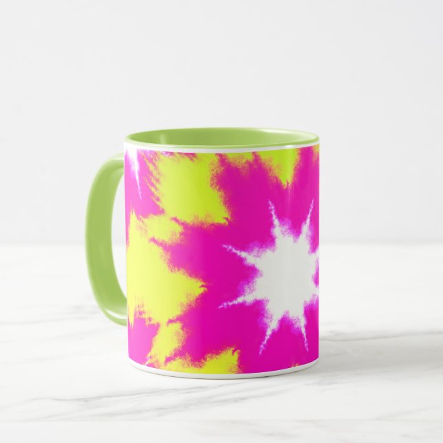 Caneca Corante Amarelo Verde Rosa Moderno (Frente Esquerda)