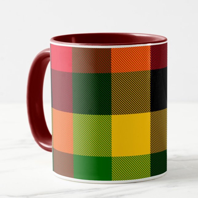 Caneca Cores Africanas Rasta Reggae Xadrez Padrão Design (Criador carregado)