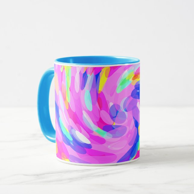 Caneca Cores alegres brilhantes cor-de-rosa espiraladas (Frente Esquerda)