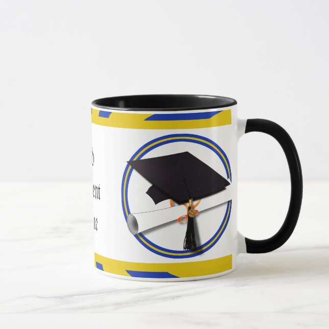 Caneca Cores Azuis E Dourados Da Escola De Graduação (ZOO (Direita)