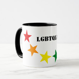 Caneca CORES DA BANDEIRA ARCO-ÍRIS ESTRELAS + suas ideias