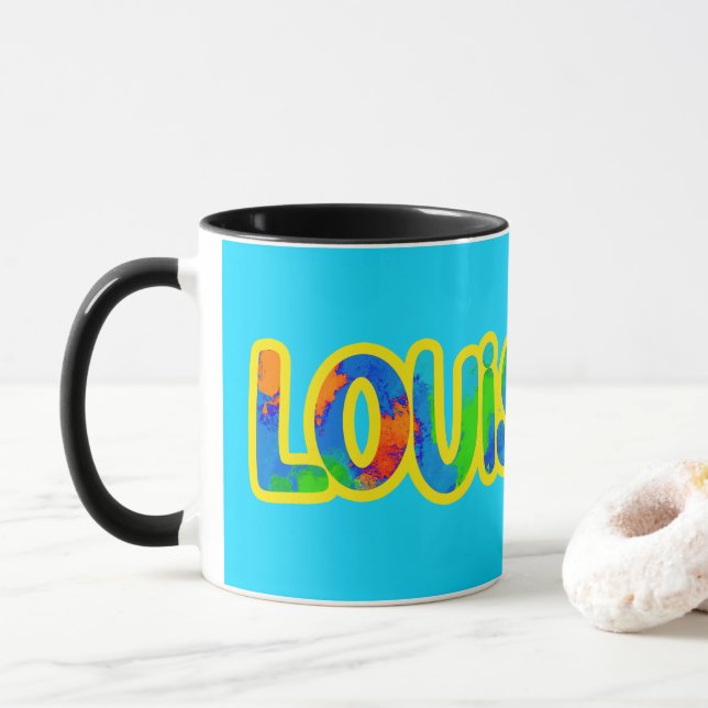 Caneca Cores da Louisiana de Mardi Gras e Comida Apimenta (Com Donut)
