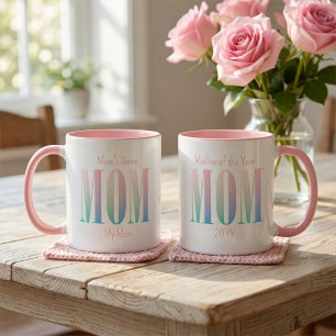 Caneca Cores de Arco-íris da MAMÃE, Nome Personalizado, T