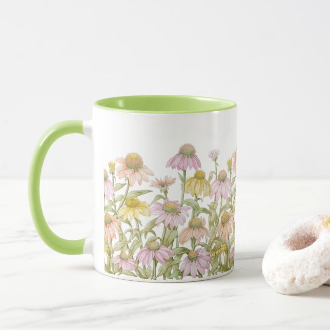 Caneca Cores De Arte Botânica Floral (Com Donut)