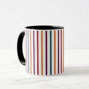 Caneca Cores de Outono Listras Verticais Arte Gráfica