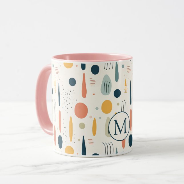 Caneca Cores Pastel Boho Abstratas Mínimas Personalizadas (Frente Esquerda)