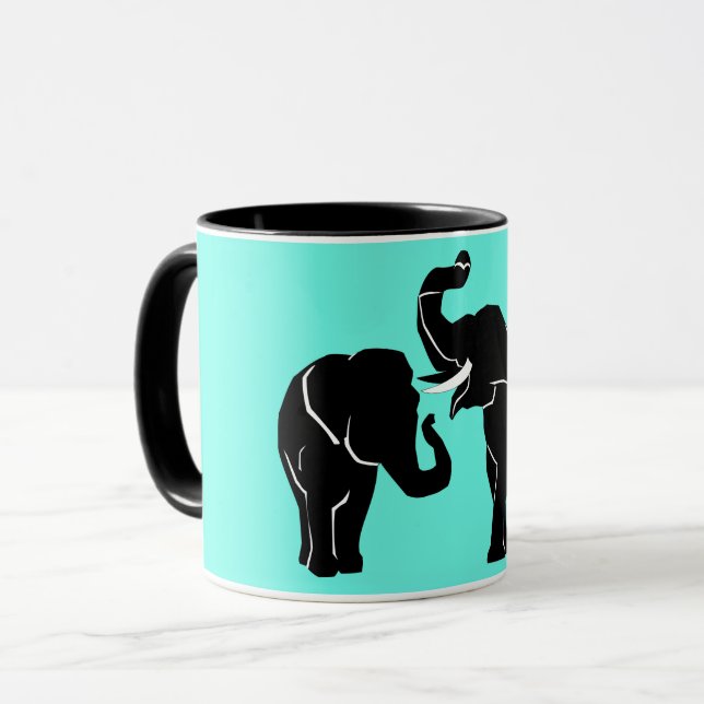 Caneca Cores Personalizadas de Casal Elefante (Frente Esquerda)
