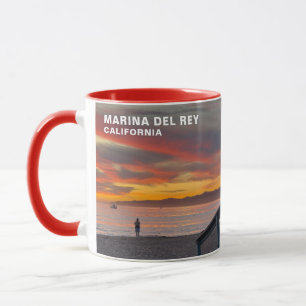 Caneca Cores Vibrantes do Pôr do Sol - Marina Del Rey, CA