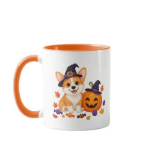 Corgi de Halloween Fofo com Abóbora