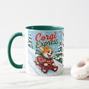 Caneca Corgi Express Deslizando Amante de Cachorro Férias