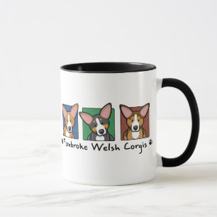 Caneca Corgis coloridos de Galês do Pembroke dos desenho
