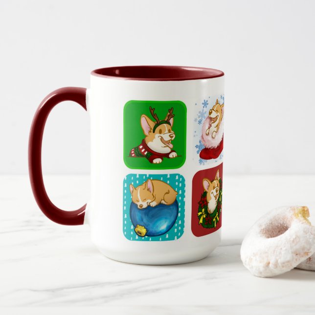 Caneca Corgis de férias (Com Donut)