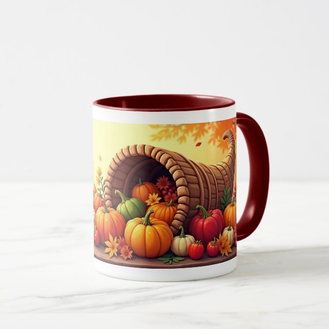 Caneca Cornucópia de Outono (Frente Esquerda)