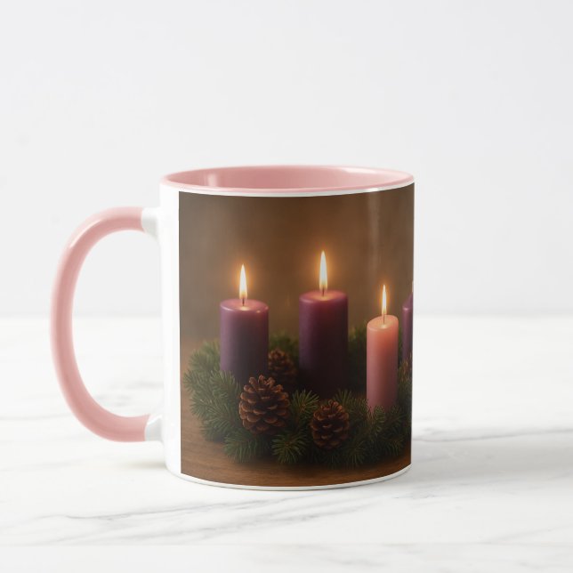 Caneca Coroa de Advento Tradicional Terceiro Domingo (Esquerda)