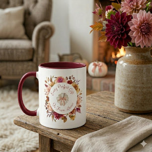 Caneca Coroa de Dália de Outono com Abóbora e Escrito