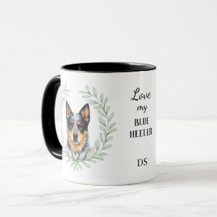 Caneca Coroa de Eucalipto Blue Heeler Cão Monograma