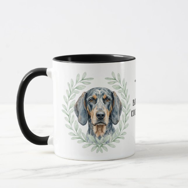 Caneca Coroa de Eucalipto Bluetick Coonhound Monograma (Esquerda)