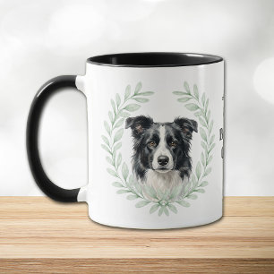 Caneca Coroa de Eucalipto Border Collie Monograma