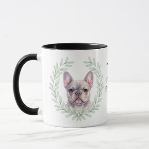 Caneca Coroa de Eucalipto Bulldog Francês Cinza Monograma