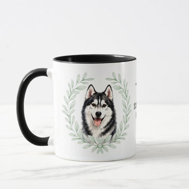 Caneca Coroa de Eucalipto Cachorro Husky Siberiano Monogr (Esquerda)