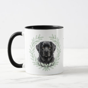 Caneca Coroa de Eucalipto Labrador Retriever Preto Monogr