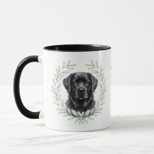 Caneca Coroa de Eucalipto Labrador Retriever Preto Monogr (Esquerda)